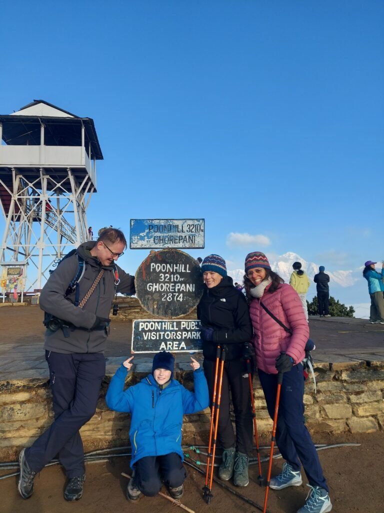 Family enjoying Poon Hill sunrise